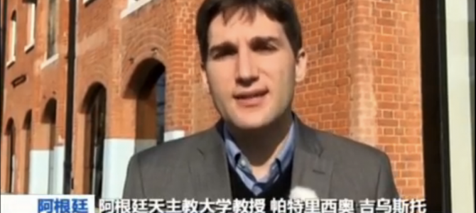 Patricio Giusto en el noticiero central de la TV estatal de China Patricio Giusto en el noticiero central de la TV estatal de China