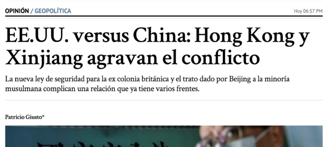 Columna en el diario Perfil sobre Hong Kong y Xinjiang