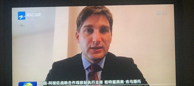 Patricio Giusto en el noticiero central de la TV china