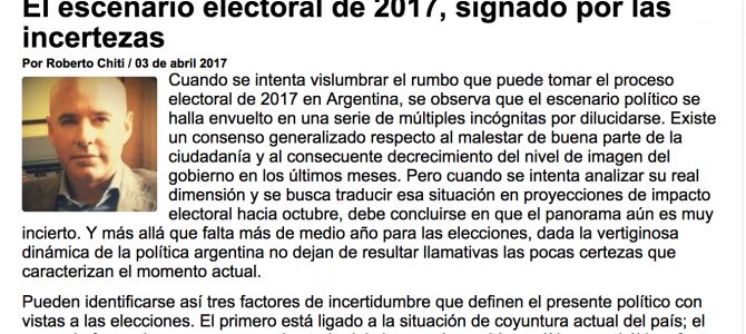 Columna de Roberto Chiti para Noticias Urbanas