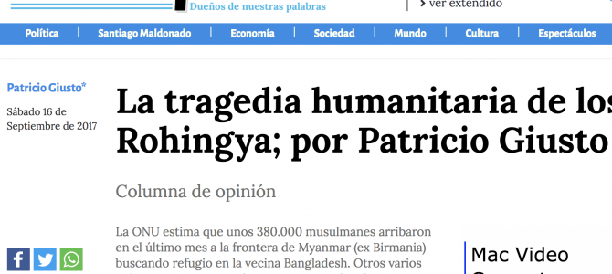 Patricio Giusto analiza la masacre a los Rohingya en Myanmar